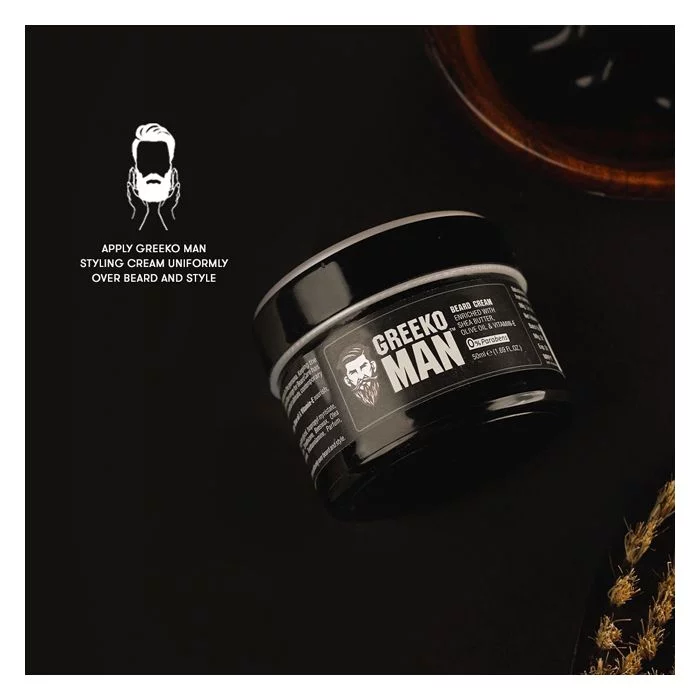 Greeko Man Beard Cream - Enriched with Shea Butter, Coconut Oil & Vitamin E - It Nourishes, Softens & Moisturizes Your Beard - Also Helps to Style - Image 4