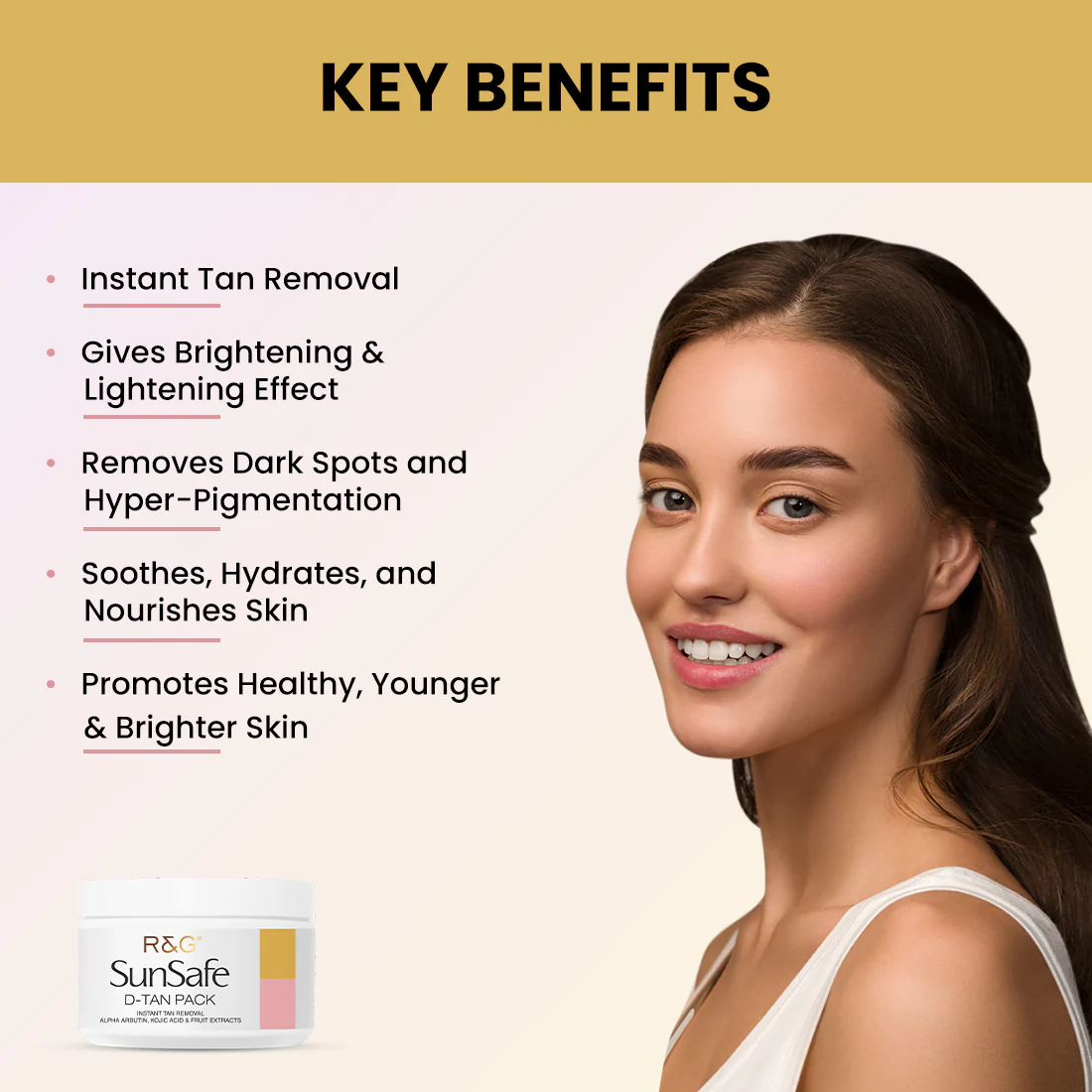 R&G SunSafe D Tan Pack For Tan Removal | Enriched with Fruit Extracts & Natural Oils | Helps in Tan Removal & Skin Brightening | Helps In Minimizing Age Spots – 200ml - Image 5