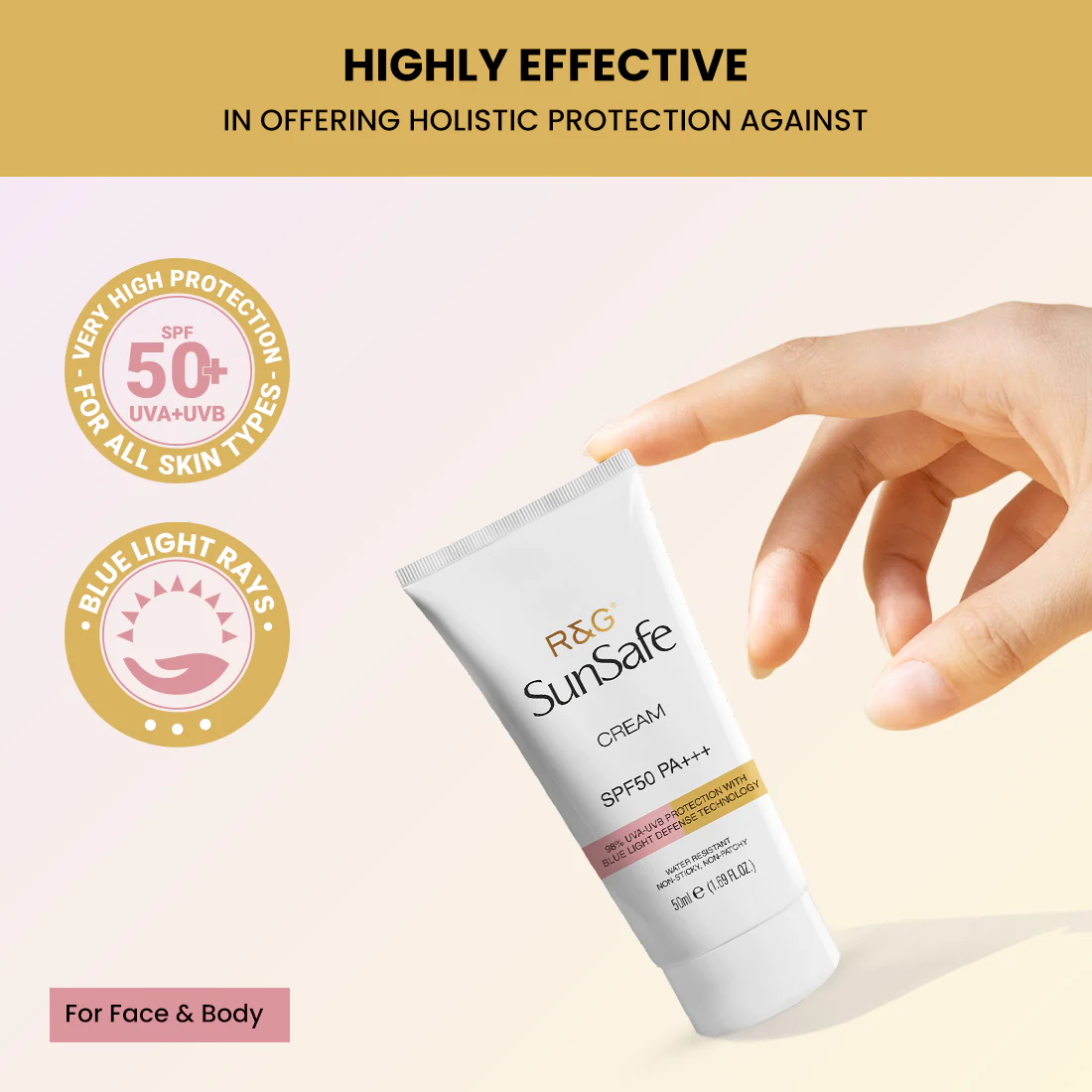 R&G SunSafe SPF 50 Sunscreen & D-Tan Pack Combo | Broad Spectrum PA+++ with Tan Removal | Protection Against UVA-UVB Rays | Helps in Minimize Age spots - Image 4