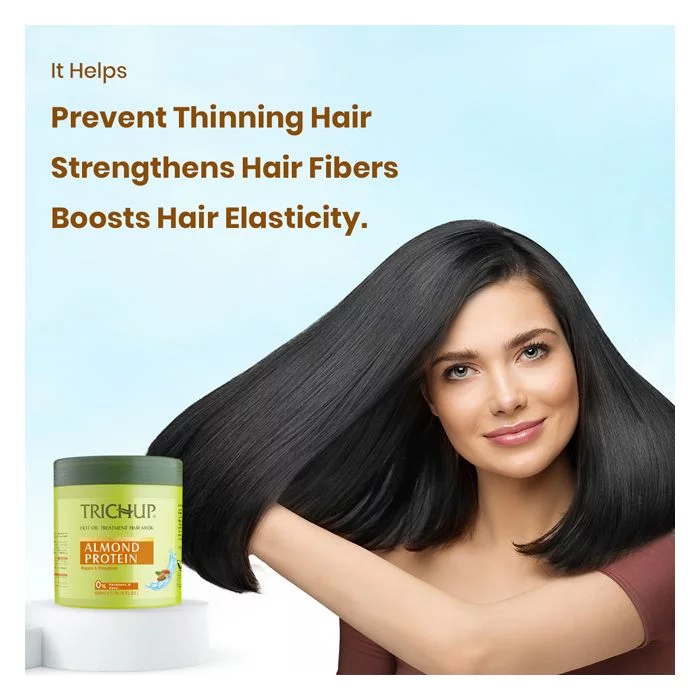 Trichup Almond Protein Hair Mask with Aloe Vera Gel - Salon like Hair Spa at Home - Repairs Damaged & Rough Hair - Prevents Thinning Hair, Strengthens Hair Fibers & Boosts Hair Elasticity - Image 2