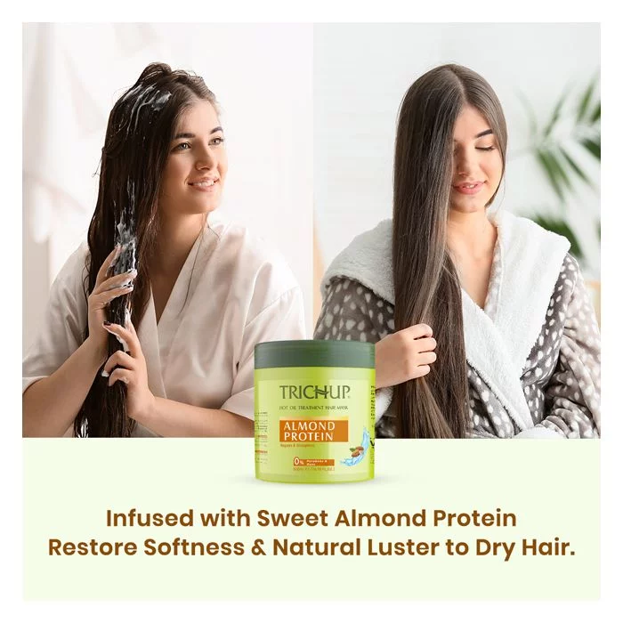 Trichup Almond Protein Hair Mask with Aloe Vera Gel - Salon like Hair Spa at Home - Repairs Damaged & Rough Hair - Prevents Thinning Hair, Strengthens Hair Fibers & Boosts Hair Elasticity - Image 3