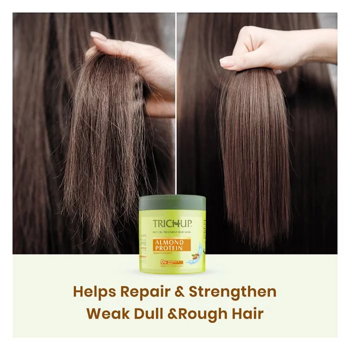 Trichup Almond Protein Hair Mask with Aloe Vera Gel - Salon like Hair Spa at Home - Repairs Damaged & Rough Hair - Prevents Thinning Hair, Strengthens Hair Fibers & Boosts Hair Elasticity - Image 4