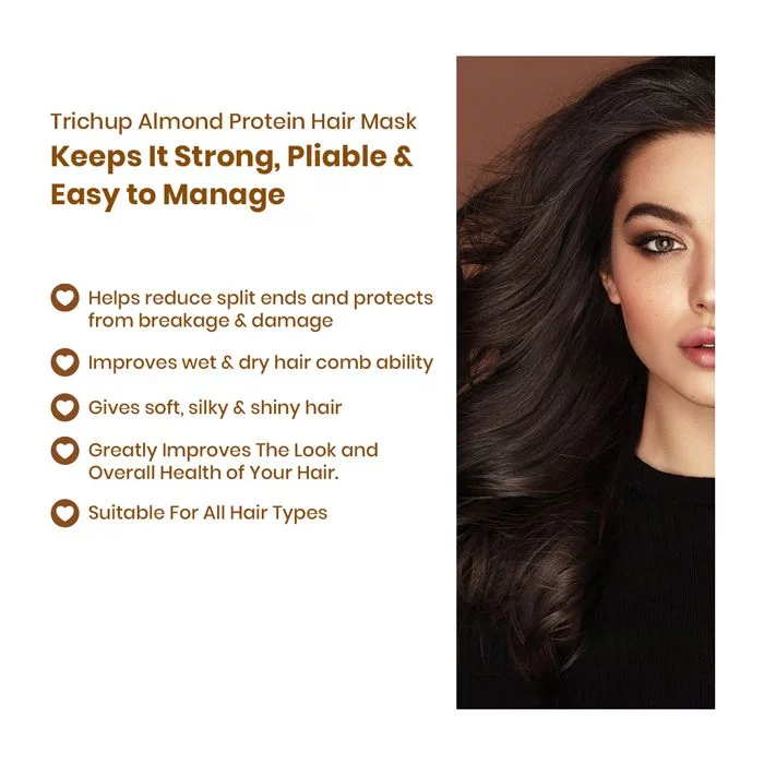Trichup Almond Protein Hair Mask with Aloe Vera Gel - Salon like Hair Spa at Home - Repairs Damaged & Rough Hair - Prevents Thinning Hair, Strengthens Hair Fibers & Boosts Hair Elasticity - Image 5