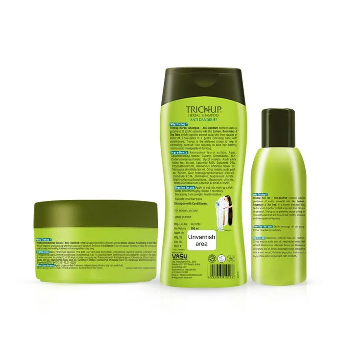 Trichup Anti-Dandruff Shampoo, Oil & Cream Kit - Enriched with Neem, Rosemary & Tea Tree - Together Protect Scalp Skin From Dandruff & Restore Normal Health of Your Scalp - Image 12