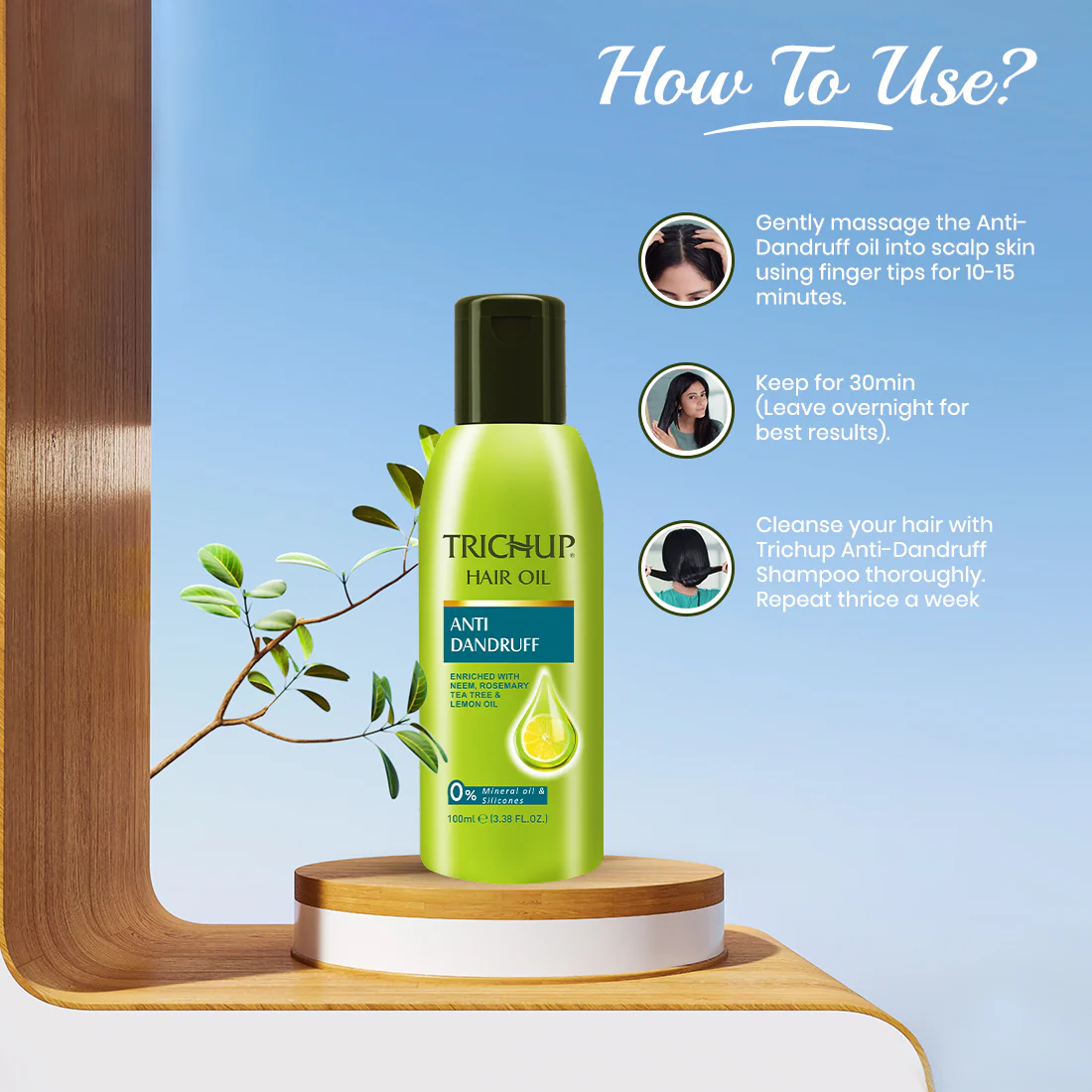 Trichup Anti-Dandruff Shampoo & Oil Kit - Infused with Neem, Rosemary & Tea Tree - Protects Your Scalp Skin From Causes of Dandruff & Improves Your Overall Scalp Health - Image 6