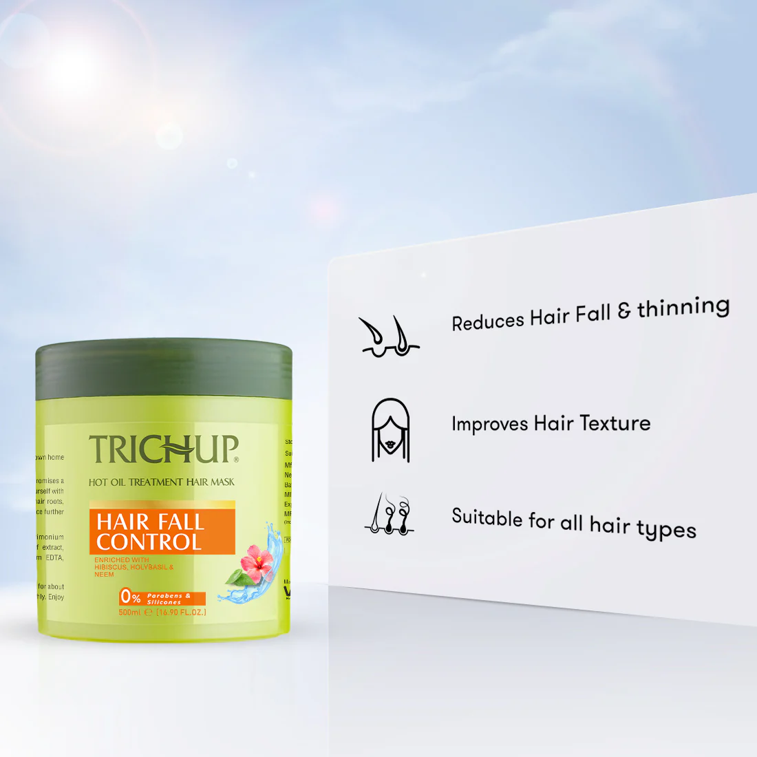 Trichup Hair Fall Control Hair Mask with Aloe Vera Gel - Enriched with Hibiscus, Holy Basil, Neem & Aloe Vera - Reduces Hair Fall & Thinning Hair - Image 2