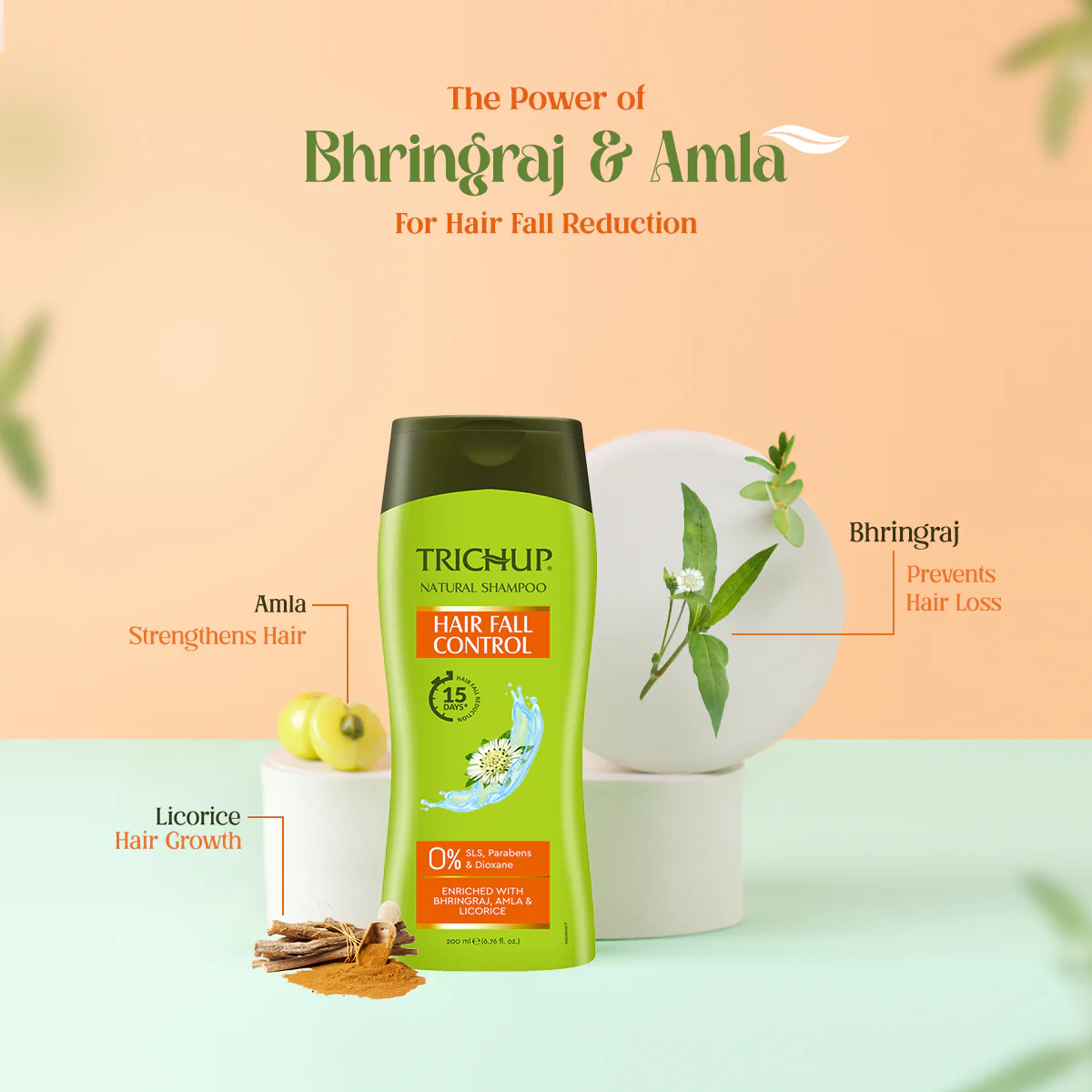 Trichup Hair Fall Control Natural Shampoo - Enriched with Bhringraj - Cleanse Your Hair Effectively & Protect From Breakage - Get Healthy & Shiny Hair All Day Long - Image 4