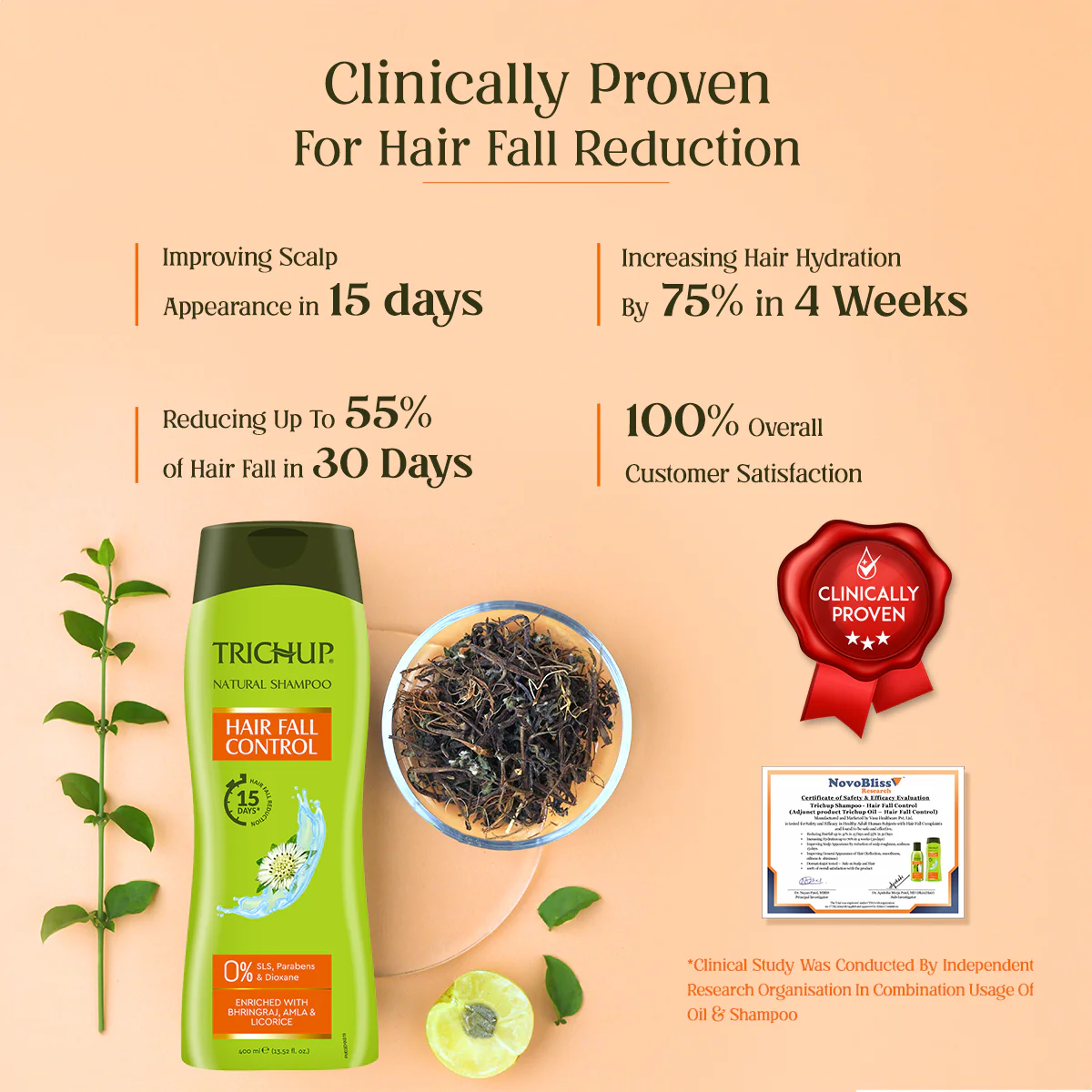 Trichup Hair Fall Control Natural Shampoo - Enriched with Bhringraj - Cleanse Your Hair Effectively & Protect From Breakage - Get Healthy & Shiny Hair All Day Long - Image 5