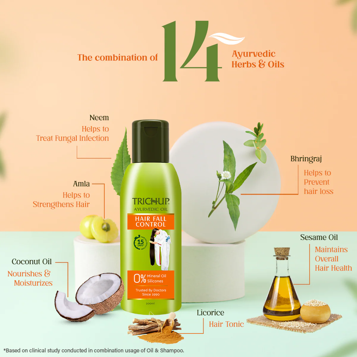 Trichup Hair Fall Control Oil(200ml), Shampoo(200ml) & Cream(200ml) - Image 5
