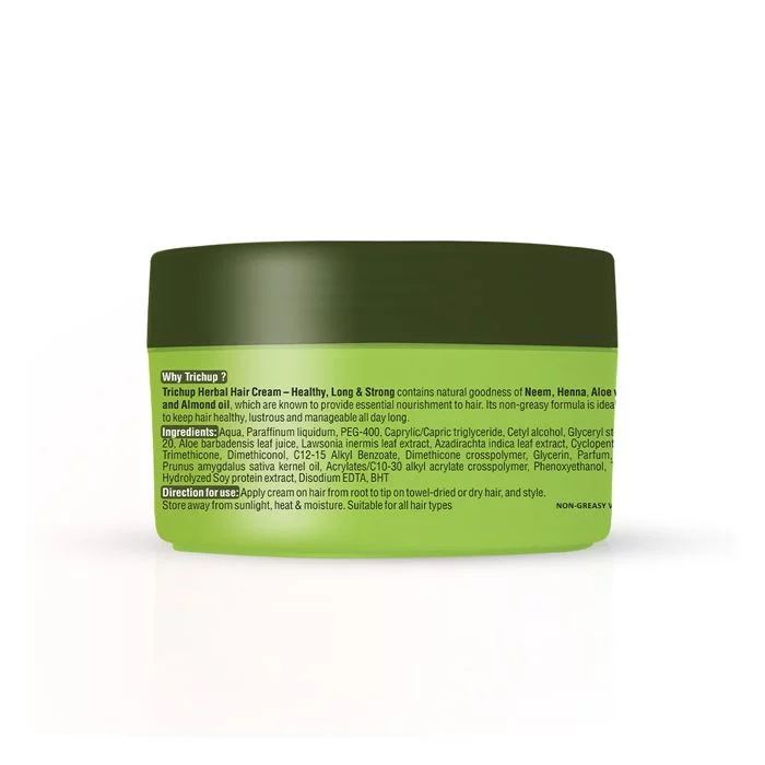 Trichup Healthy Long & Strong Herbal Hair Cream - Enriched Aloe Vera, Neem & Almond Oil - Provides Essential Nutrients - Makes Your Hair Strong, Soft & Bouncy - Image 5