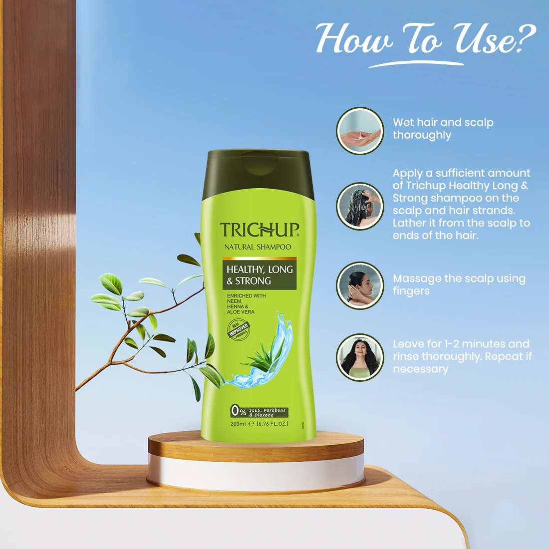 Trichup Healthy Long & Strong Natural Shampoo - Enriched Aloe Vera, Neem & Henna - Provides Essential Nutrients & Strengthen Your Hair Beyond all Expectations - Image 4