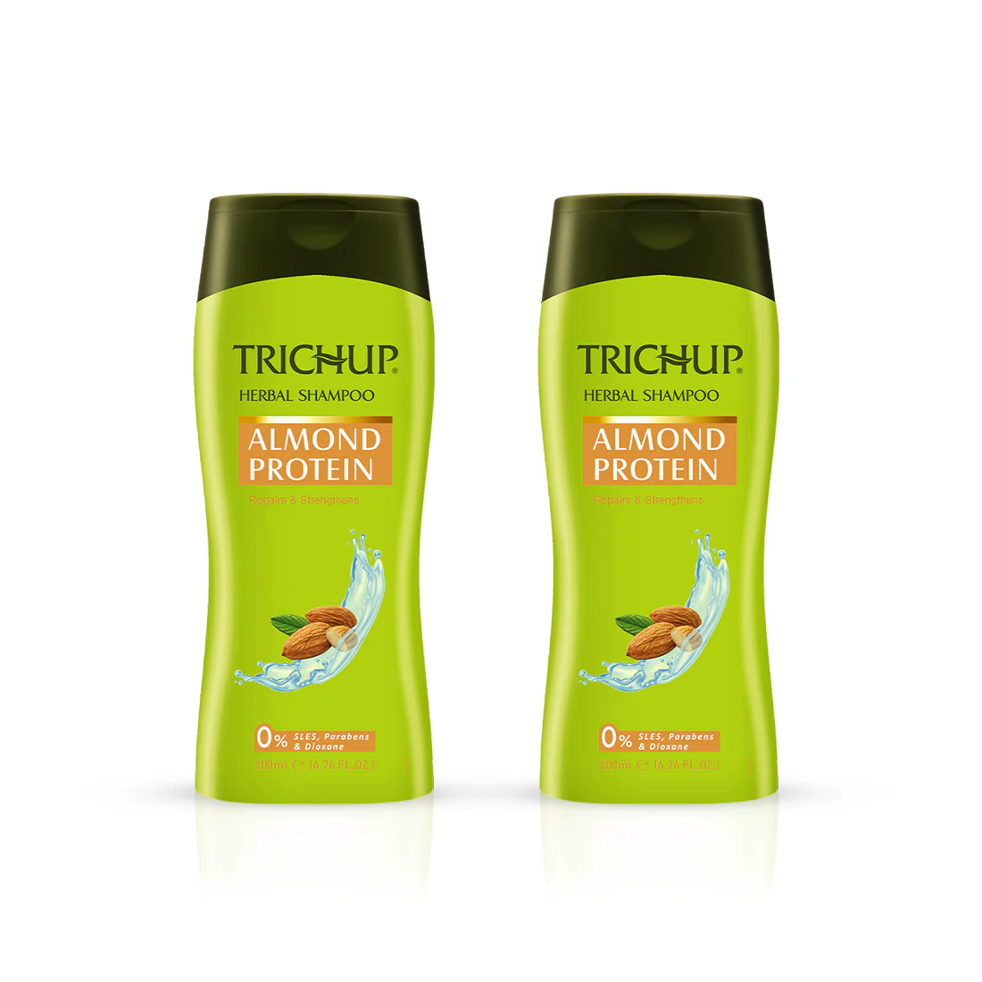Trichup Herbal Shampoo - Almond Protein Repairs & Strengthens Hair - 200ml (Pack of 2)