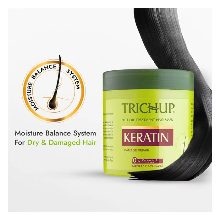 Trichup Keratin Hair Mask with Aloe Vera Gel - Intense Damaged Hair Repair With Keratin - Retains Moisture, Gets Rid of Split Ends - Improves Shine & Manageability of Your Hair - Image 4