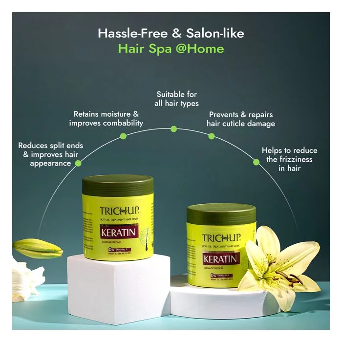 Trichup Keratin Hair Mask with Aloe Vera Gel - Intense Damaged Hair Repair With Keratin - Retains Moisture, Gets Rid of Split Ends - Improves Shine & Manageability of Your Hair - Image 5