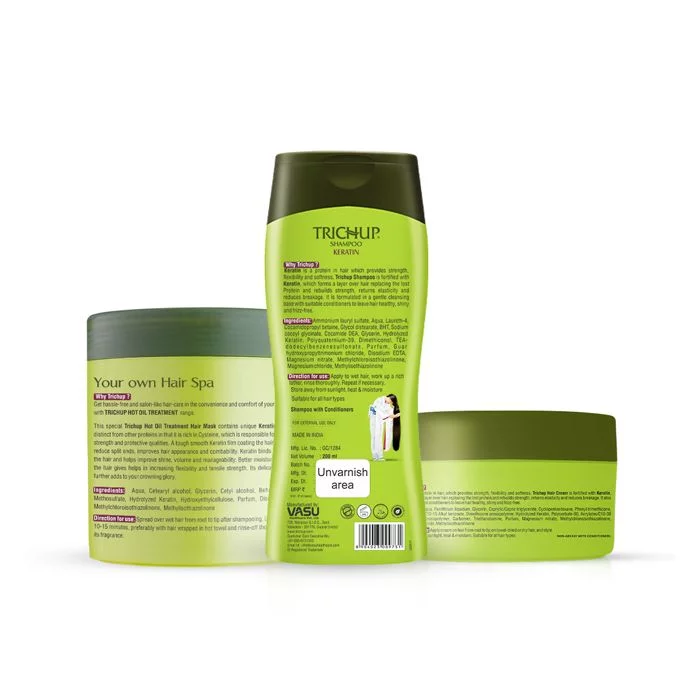Trichup Keratin Shampoo, Hair Mask & Hair Cream - Fortified with Keratin Protein - Hair Spa at Home Kit For Intense Damaged Hair Repair - Rebuild the Strength & Reduce Breakage of Your Hair - Image 13
