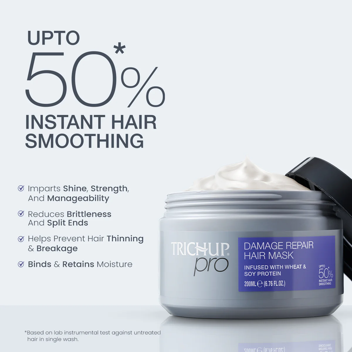 Trichup Pro Damage Repair & Instant Smoothing Hair Care Kit for Dry Frizzy Hair (Set of 3)- Shampoo 300 ml + Scalp Oil 100 ml + Hair Mask 200 ml - Image 3