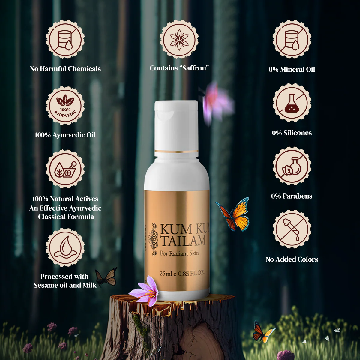 Vasu Kumkumadi Tailam - Enriched with 14 Powerful Herbs & Processed with Sesame Oil & Milk - For Natural Skin Glow - 100% Ayurvedic Oil For Young & Radiant Skin - Image 6