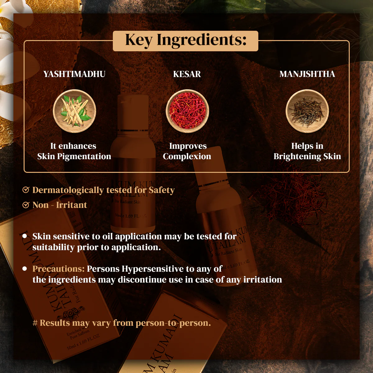 Vasu Kumkumadi Tailam - Enriched with 14 Powerful Herbs & Processed with Sesame Oil & Milk - For Natural Skin Glow - 100% Ayurvedic Oil For Young & Radiant Skin - Image 7