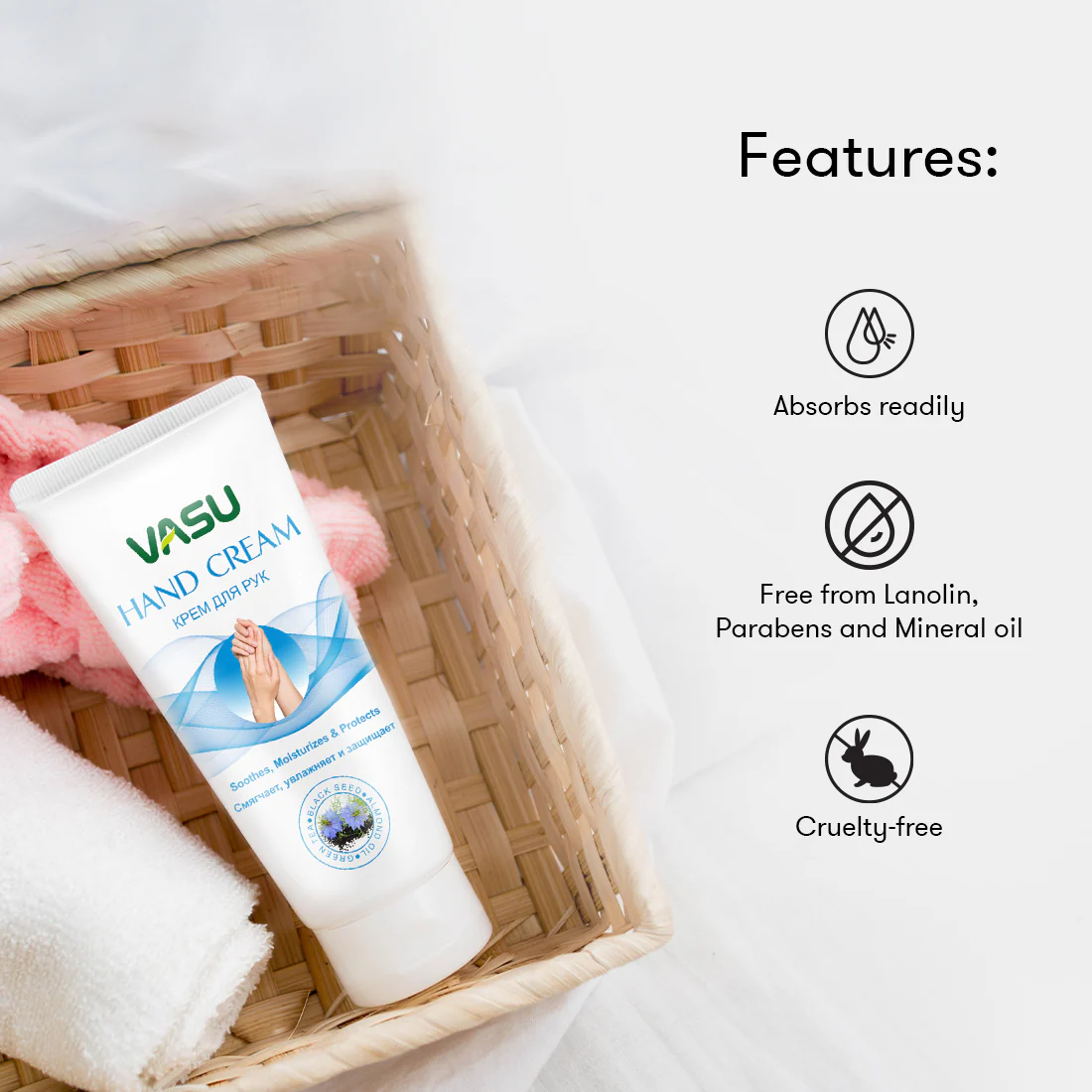 Vasu Naturals Face & Hand Cream - Enriched with Green Tea, Black Seed, Almond & Olive Oil - Soothes & Moisturizes Your Dry Skin and Promotes Healthy & Youthful Skin - Image 3