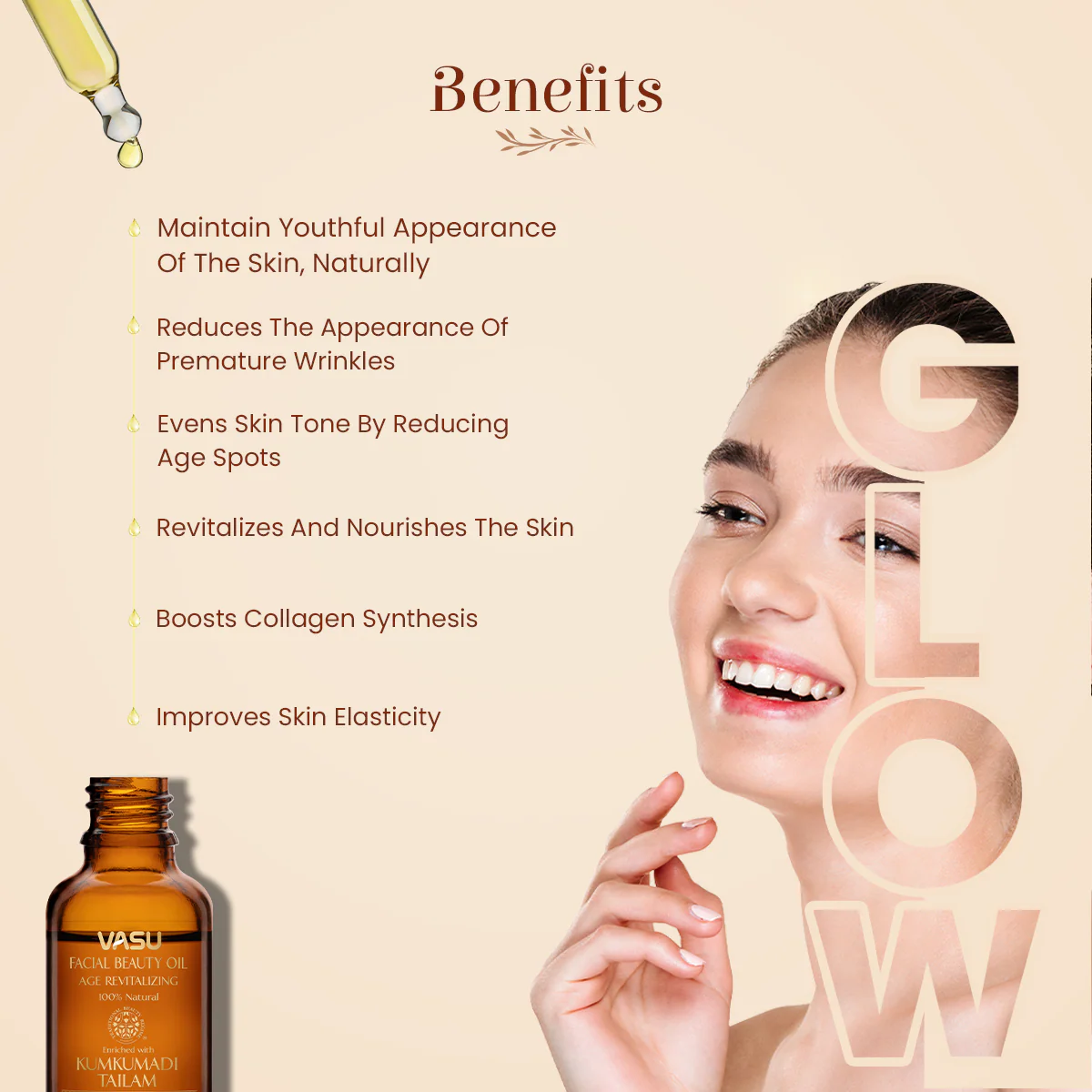 Vasu Facial Beauty Oil - Enriched with Kumkumadi Tailam -Age Revitalizing - Reduce Hyperpigmentation & Age Spots - Gives A Natural Glow To Your Face – 100% Natural - Image 4