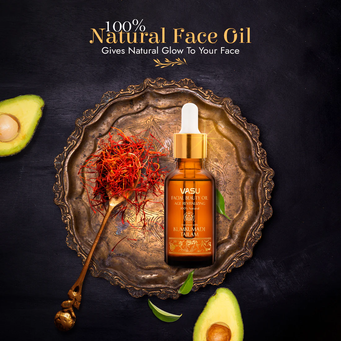 Vasu Facial Beauty Oil - Enriched with Kumkumadi Tailam -Age Revitalizing - Reduce Hyperpigmentation & Age Spots - Gives A Natural Glow To Your Face – 100% Natural - Image 6