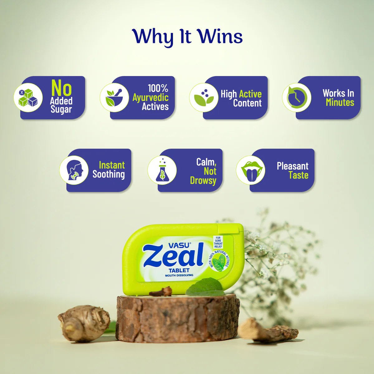 VASU Zeal Tablet - Ayurvedic Mouth Dissolving Tablets For Sore Throat Relief (Pack of 12) - Image 4